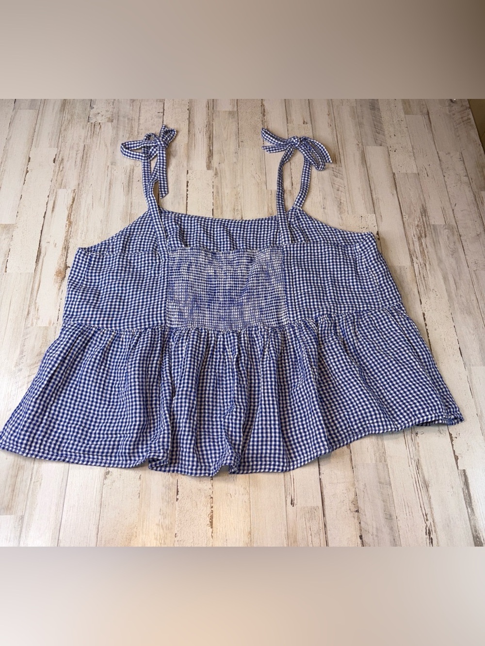 Old Navy Blue Gingham Tie-Strap Peplum Cami Plus Size 3X & 4X - Picture 7 of 12